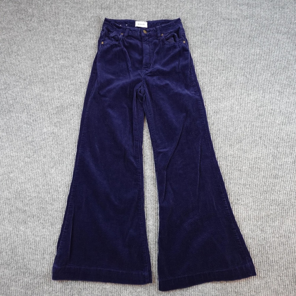 Rollas Eastcoast Flare Pants Womens 25 Blue Corduroy High Rise Retro Boho